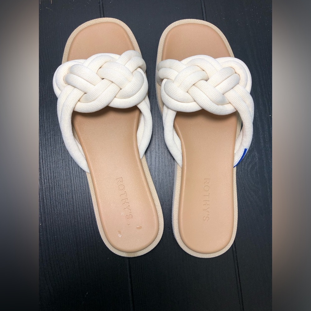 Rothy's Cream Braided Sandals 9.5 - Picture 3 of 11